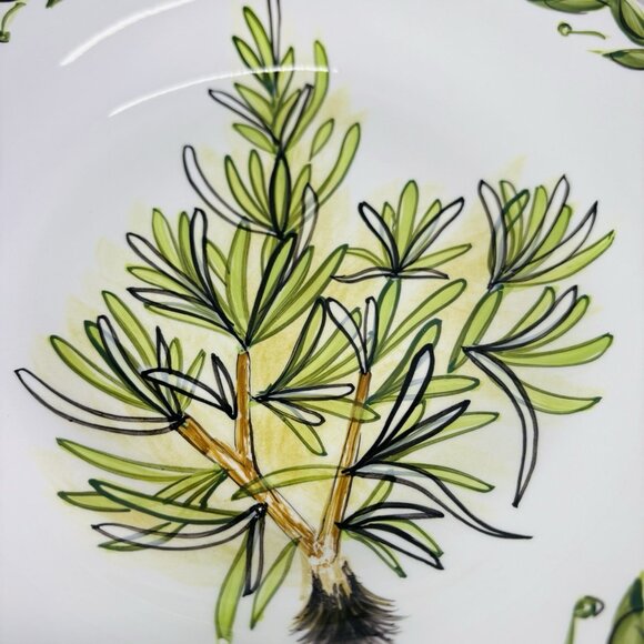 Tabletops BOTANICAL HERBS  Green Leaves Hand Painted Lunch Salad Plates Set of 5 - Picture 15 of 16